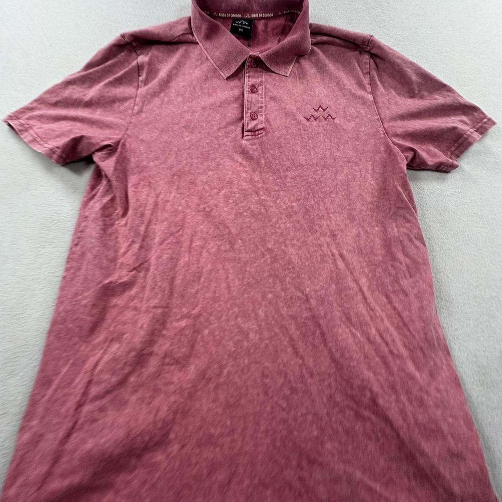 Birds Of Condor Polo Shirt Mens Medium Red Acid Wash Golf Cotton Casual Knit